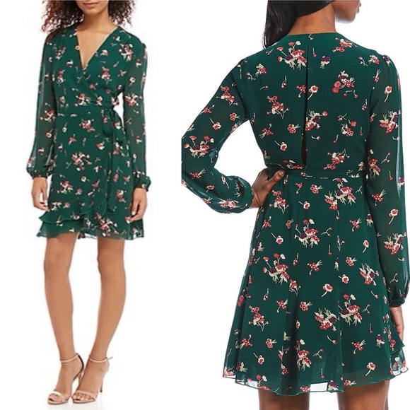 Wayf Dresses & Skirts - 2/$90 WAYF green floral wrap dress
